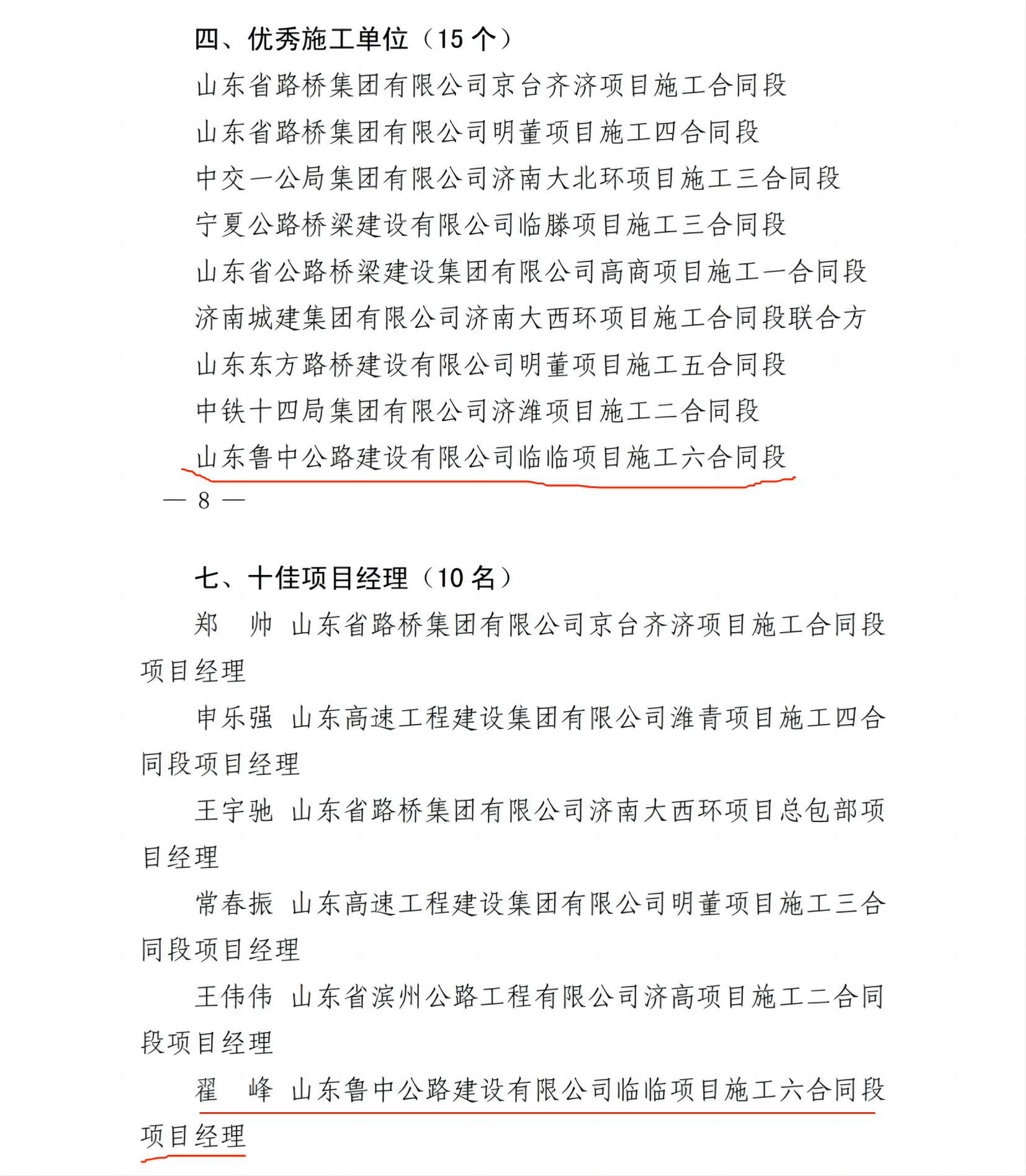 山東高速集團(tuán)關(guān)于對(duì) 2022 年度勞動(dòng)競(jìng)賽暨工程建設(shè)優(yōu)秀單位、個(gè)人表彰